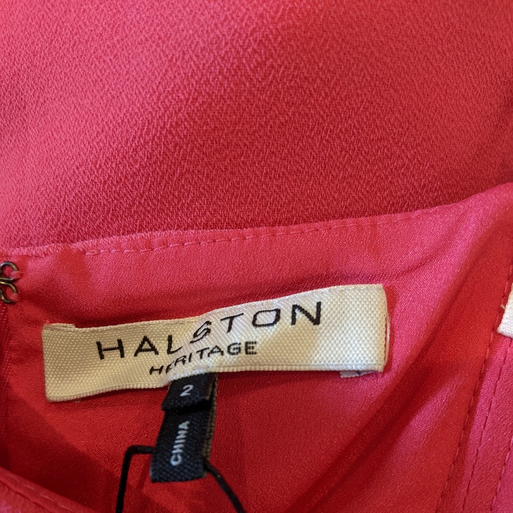 HALSTON Dress Barbie Pink Draped Crepe Ruffle Pretty & Strapless NEW Sz 2 - Picture 4 of 10